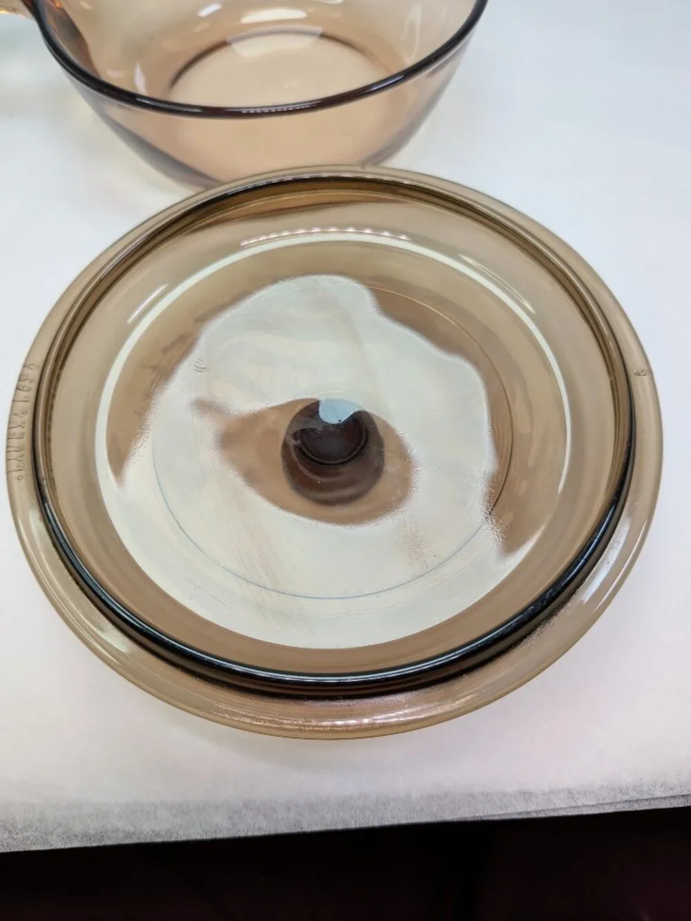 Vintage Visions Amber Glass 0.5L Saucepan & Lid Petit Pot V-0.5-B matching lid